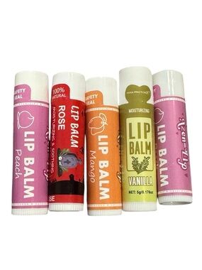 Assorted Lip Balm Set - Rose, Mango, Vanilla & 2 Peach